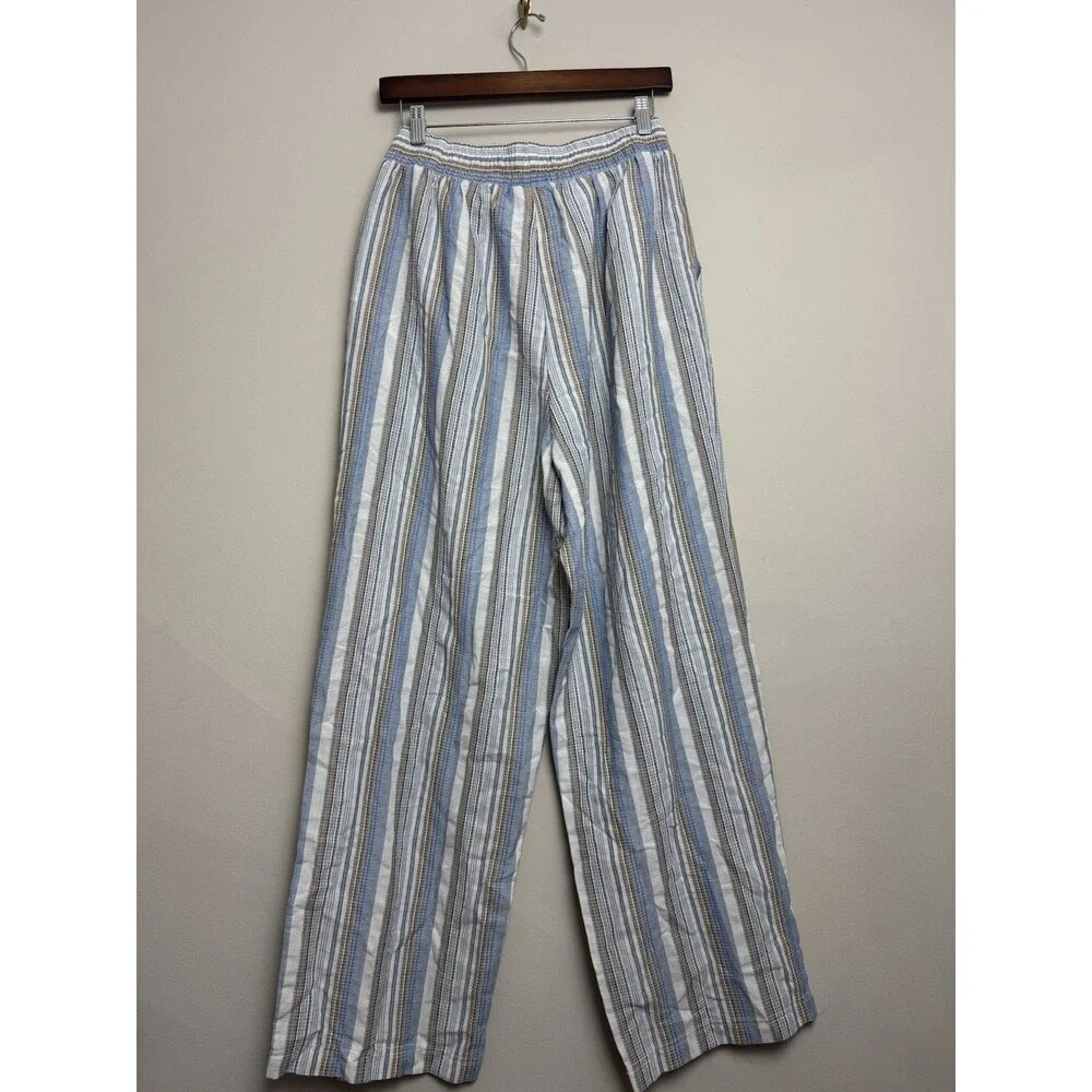 Reclaimed Vintage Pants Size Medium Striped Cotton Elastic Waist Urban Outfitter - Picture 2 of 4